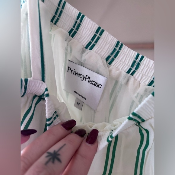 Privacy please, green and white pink striped tube top - Picture 4 of 5